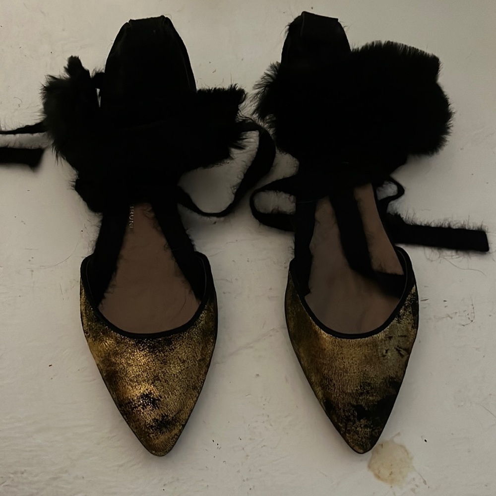AGL flats with tie and faux fur